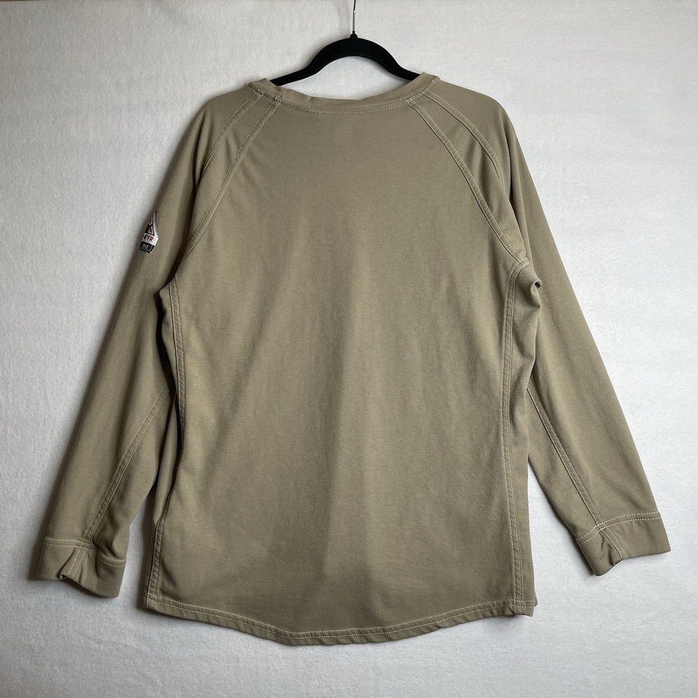 Bulwark FR Work Crewneck Sweatshirt Mens L Reg Beige Flame Resistant Cat 2 2112 - Picture 8 of 11